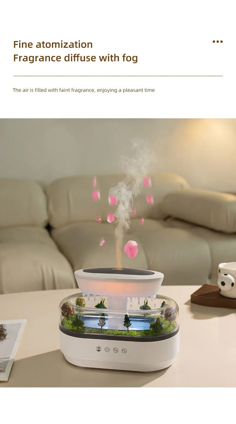 Diffuseur d’Arômes Ultrasonique “Goutte de Pluie” avec Lumières LED – Décor Miniature