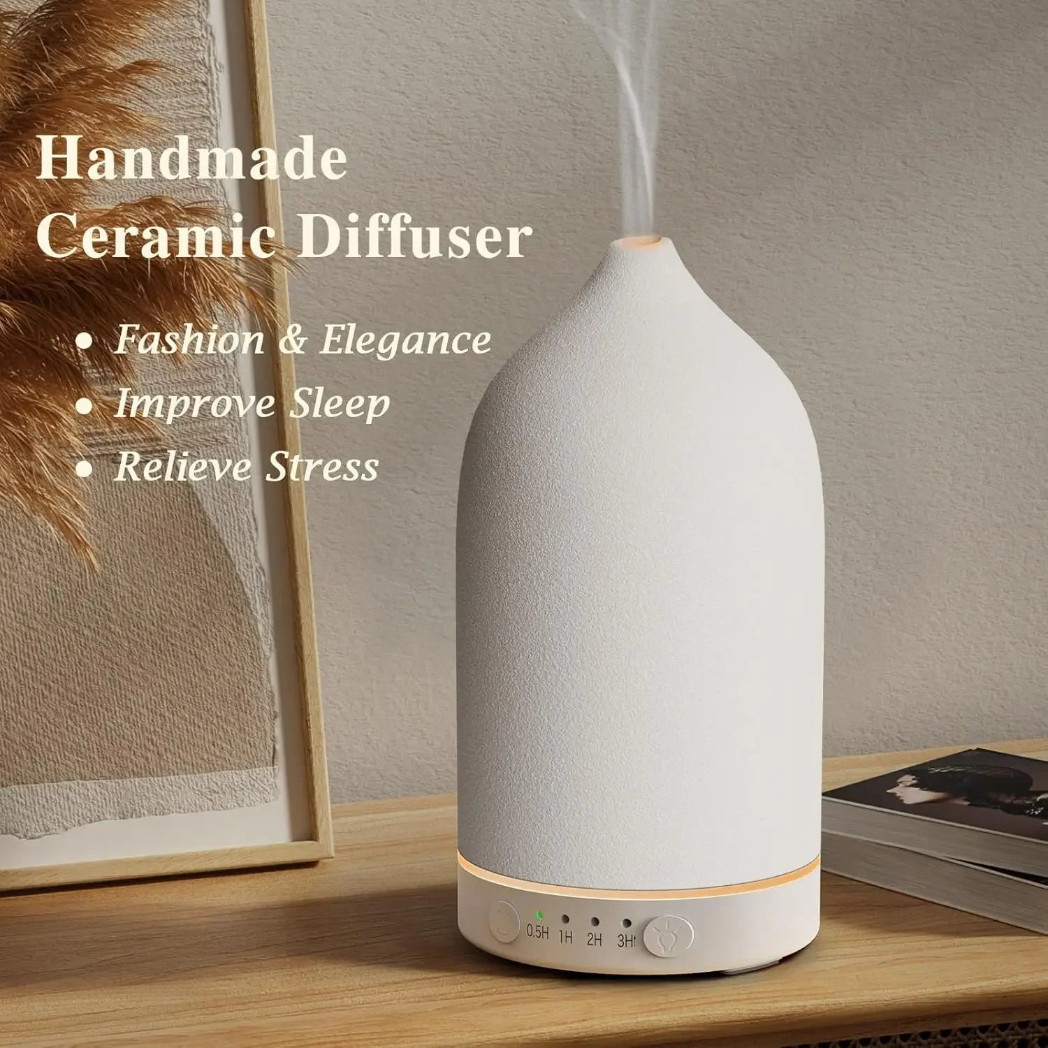 Diffuseur d’Huiles Essentielles Ultrasonique 100 ml en Céramique – 7 LED & Minuterie