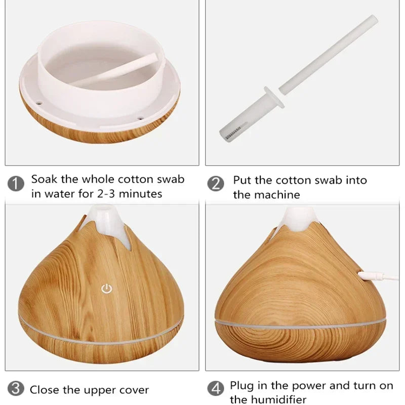 Diffuseur d’Arômes 350 ml Effet Bois – Ultrasonique & Télécommande, 7 LED