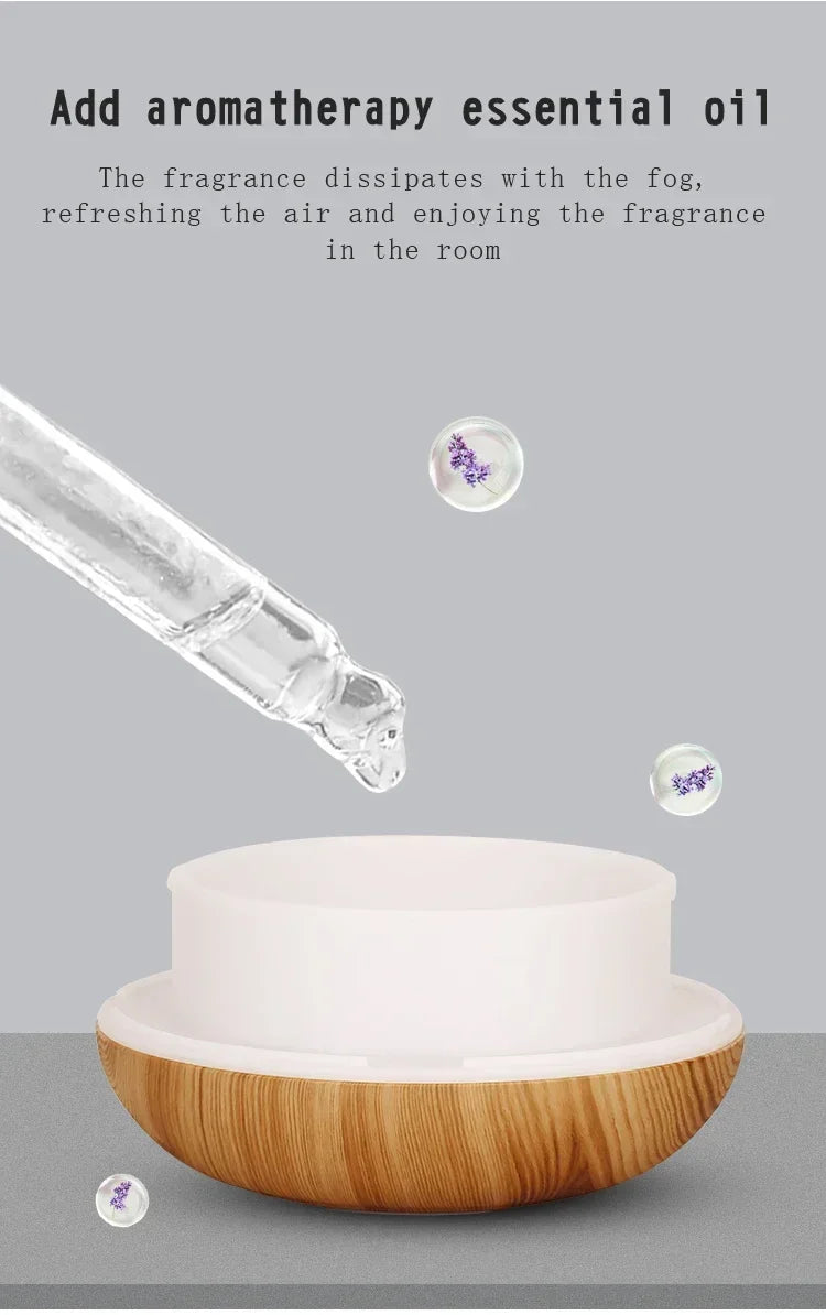 Diffuseur d’Arômes 350 ml Effet Bois – Ultrasonique & Télécommande, 7 LED