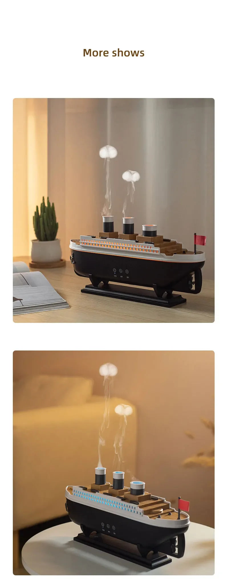 Humidificateur Ultrasonique 250 ml “Titanic Sunshine” – Effet Fumée Méduse, USB