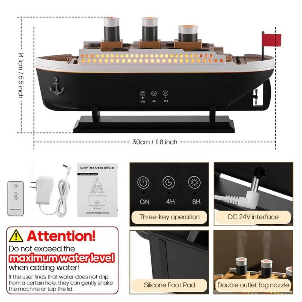 Humidificateur Ultrasonique 250 ml “Titanic Sunshine” – Effet Fumée Méduse, USB