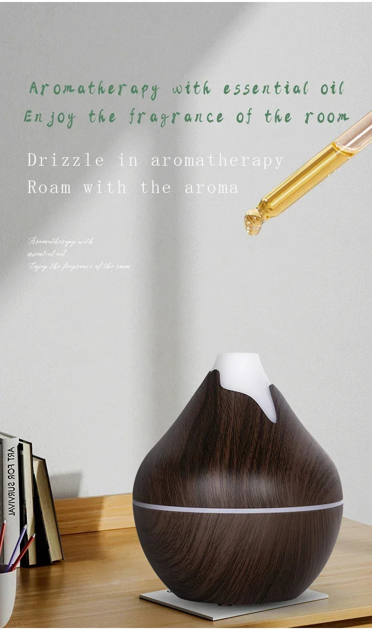 Diffuseur d’Arômes 350 ml Effet Bois – Ultrasonique & Télécommande, 7 LED