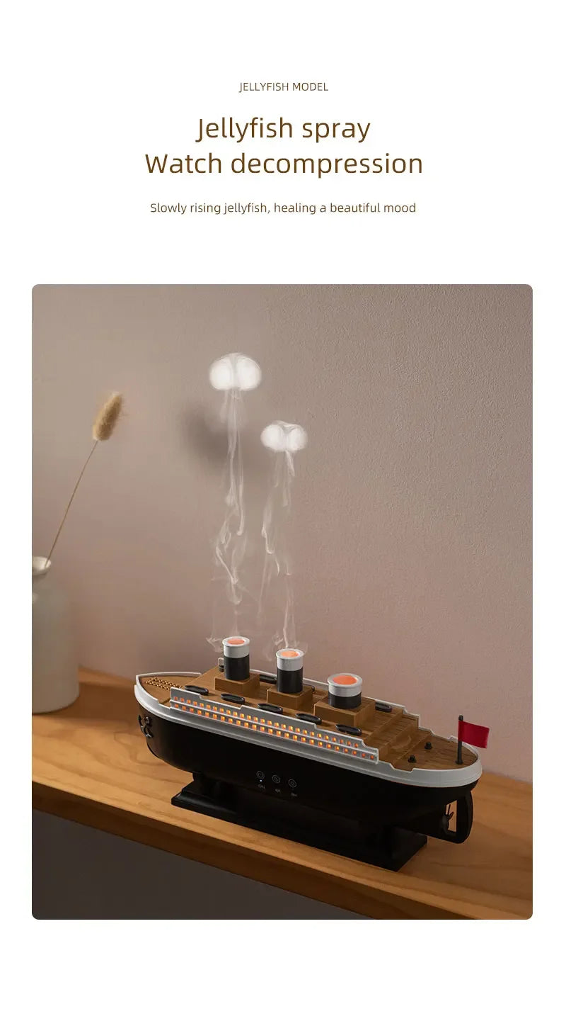 Humidificateur Ultrasonique 250 ml “Titanic Sunshine” – Effet Fumée Méduse, USB